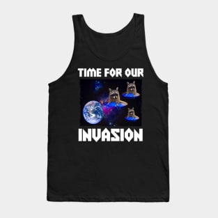 Alien UFO Funny Raccoon Tank Top